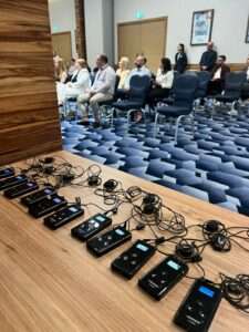 Sennheiser Tourguide receiver fpoor a Multilingual conference in Dubai.