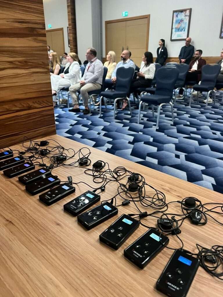 Interpreting headsets at a Dubai conference, the kind of event this interpreter vacancy in Dubai covers