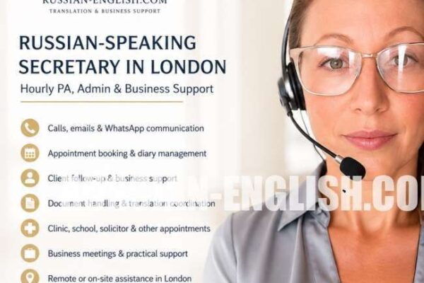 Russian-English Office Secretary in London — Hourly Bilingual Admin Support