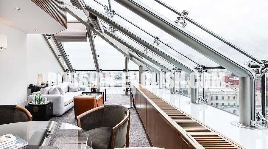 Rooftop lounge with Moscow city views at the elegant Ararat Park Hotel (formerly Ararat Park Hyatt)